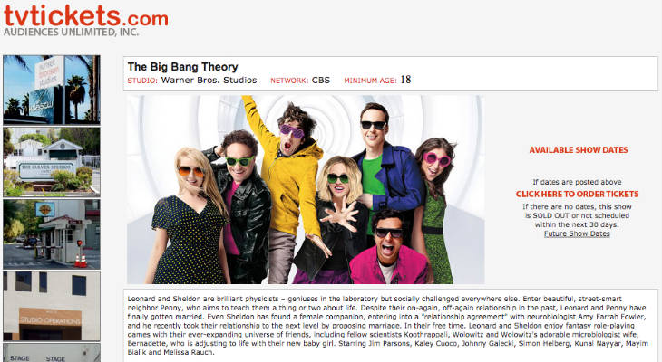 Big Bang Theory Tickets screenshot