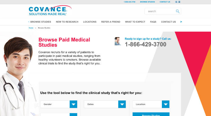 Covance Clinical Trials screenshot