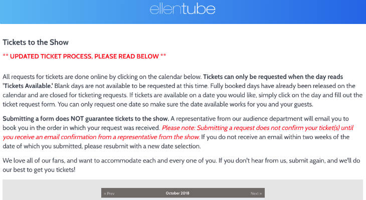 Ellen Degeneres Show Tickets screenshot
