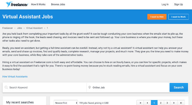 Freelancer Virtual Assistant Jobs screenshot