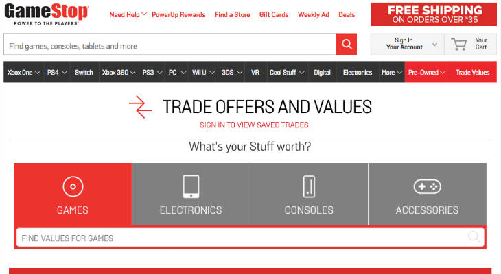 GameStop Trade-In screenshot
