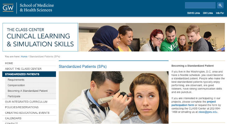 George Washington University Standardized Patient screenshot