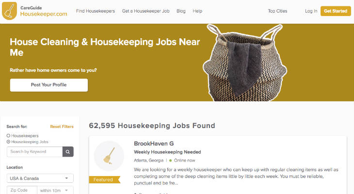 Housekeeper.com screenshot