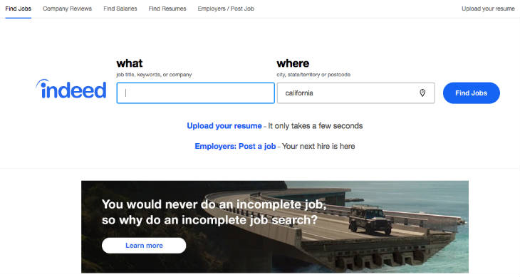 Indeed Writing Jobs screenshot