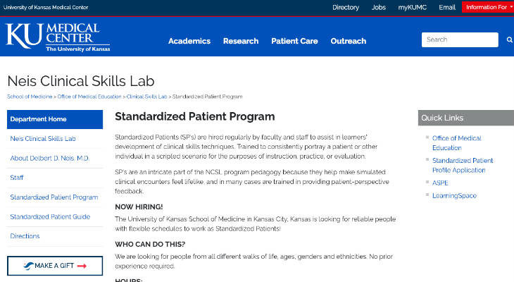 KU School of Medicine Standardized Patient screenshot