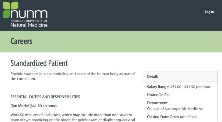 NUNM Standardized Patient Jobs screenshot