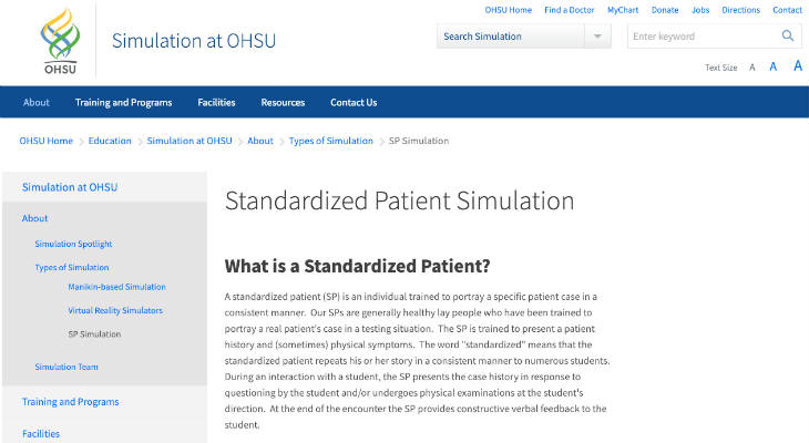OHSU Standardized Patient Jobs screenshot