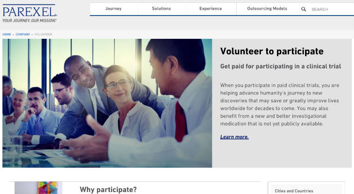 Parexel Clinical Trials screenshot