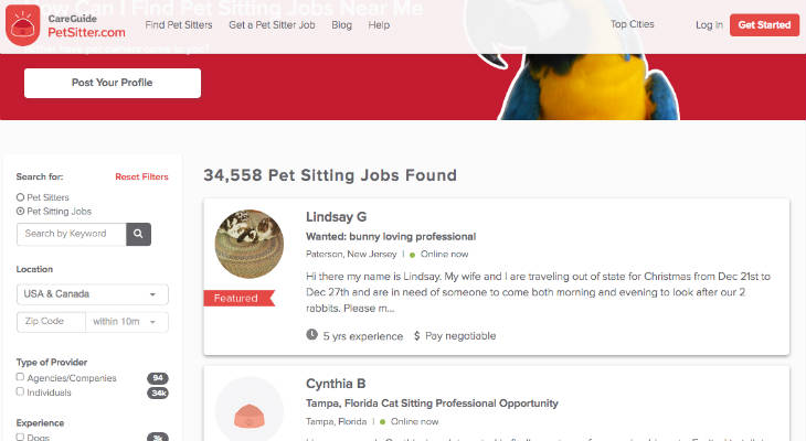 PetSitter.com screenshot