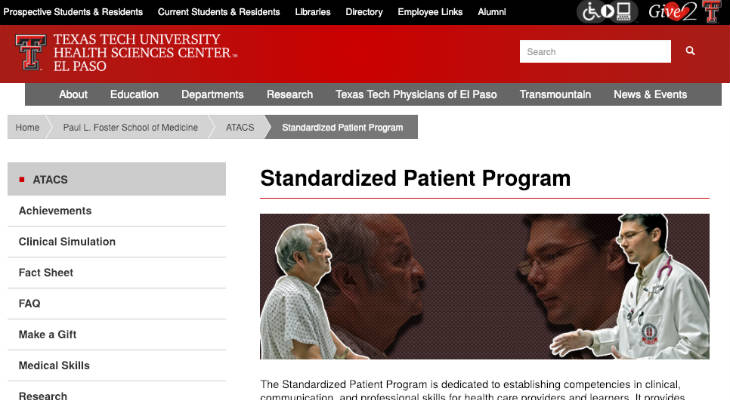 Texas Tech University Health Sciences Center El Paso Standardized Patient screenshot