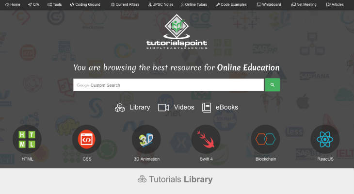 TutorialsPoint screenshot