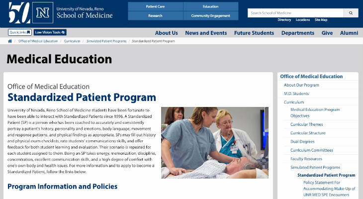 University of Nevada, Reno School of Medicine Standardized Patient screenshot