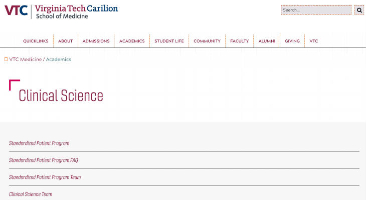 Virginia Tech Carilion School of Medicine Standardized Patient screenshot
