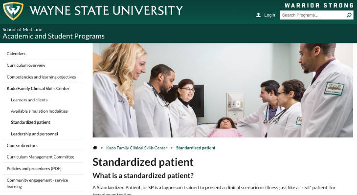Wayne State University School of Medicine Standardized Patient screenshot
