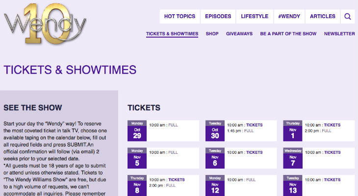 Wendy Williams Tickets screenshot